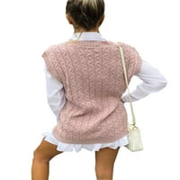 Colisha Women Cuitcoat džemper bez rukava Vp i izrez Dukseri Ležerne prilike za odmor Knit Jumper Top