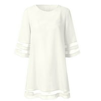 IOPQO bijela haljina za žene V-izrez mrežica bluza BLUSE rukav slobodne modne haljine ženske haljine