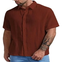 Voguele Muške ljetne košulje dolje bluza rever na vratu na plaži Tee Regular Fit T Majica Brick Red 3xl