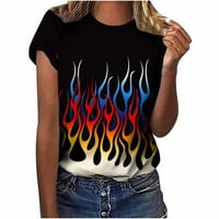 Ženske ljetne vrhove Crewneck kratkih rukava plamen ispisan uzorak ležerna majica za bluzu