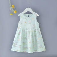 Skraćena ljetna haljina ljetna mališana dječja djevojčica bez rukava grafički ispis dječje odjeće Toddler