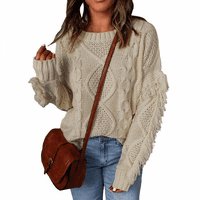 Ženska jesen i zimska labava pulover u boji Plit džemper S-3XL