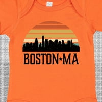 Inktastični Boston Massachusetts Skyline Sunset Gift Baby Boy ili Baby Girl Bodysuit