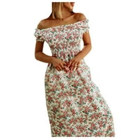 Ljetne haljine za žene Ljetna ljuljačka haljina za žene Off ramena Slatka haljina Print Mini haljina