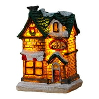 Božićno selo, LED osvijetljena sjajna kuća, ukrase za smolu, kolekcija zgrada zgrada Dekor