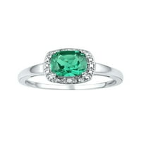 Jewels Sterling Silver Womens Jastuk za laborarsko kreiran smaragdni solitaire Diamond Prsten 1- CTTW