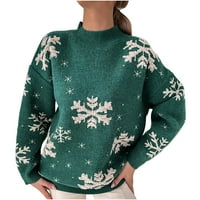 Prodajni božićni džemper za žene, dugih rukava Xmas tematski džemper zadebljani snjegović boja blok