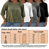 Casual labav vrhovi za žene čvrste boje posade za vrat na pletene elastične bluze Osnovni osnovni tee