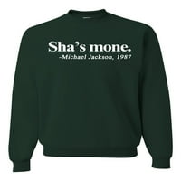Crna i ponosna Sha's Mone. Michael Jackson Unise Crewneck Grafički duks, Šumska zelena, X-velika