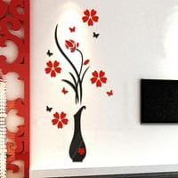 Yotyukeb Zidni dekor DIY Vase cvjetni drveni kristalni arcilni 3D zidni naljepnice naljepnice naljepnica