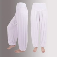 Plesne pamučne elastične sportske hlače Yoga Ležerne prilike Soft Solid Loats Hlače Yoga Hlače žene