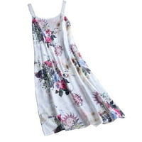 Simplmasygeni Ženske ljetne haljine kratki rukav Maxi haljina klimana Vintage bez rukava plus boemski cvjetni print