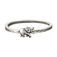 Duhgbne Elephant prsten Retro srebrna djevojka kreativni oblik životinjskog oblika