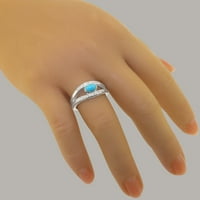 Britanci napravio 18k bijeli zlatni prirodni turkizni i kubični zirkoniji ženski zaručnički prsten - Opcije veličine - veličina 9,25