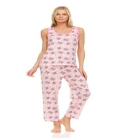 Lati modne ženske paljane bez rukava postavi žensko spavanje ružičaste veličine velike veličine