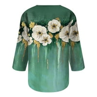 HVYesh ženska cvjetna dužina rukava TUNIC TOWS Dressy Button V izrez Cvjetne majice Summer Fall Lako