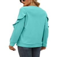 Capreze Majica s dugim rukavima za žene za žene labave posade za majicu za vrat radne rufšene puloversko