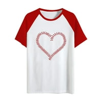 CLLIOS bejzbol mamine majice za žene Srce uzorak majica kratkih rukava Summer CrewNeck Slatka gornja