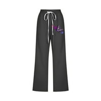 CLLIOS WOMENS PLUS size pamučne platnene hlače Ljeto elastično struk pantne casual crkvene udobne pantalone