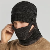Topli zimski pleteni šešir i šal i maska ​​za lice postavila je elegantna kapica za muškarce žene