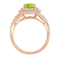 1.3ct okrugli rez zeleni prirodni peridot 14K ružičasto zlato Angažovanje halo prstena veličine 10.25