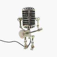 Ukrasi od kovanog željeza retro mikrofona za reprodukciju gitare robot stolne lampe ukrasi bijeli