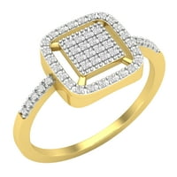 DazzlingRock kolekcija okrugli bijeli dijamantski kvadratni okvir klasterski prsten za angažman za žene