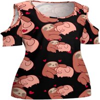 Sloth voli svinjski ženski majica s kratkim rukavima Hladna majica na ramenu Tee bluza