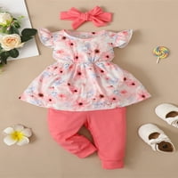 Novorođene dječje dječje djevojke ljetne odjeće FLYLE rušenje cvjetne tuničke haljine čvrste hlače s
