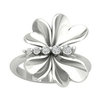 Araiya 14k bijeli zlatni dijamantski prsten za cvijeće, veličine 5.5