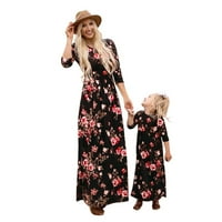 Business haljine za ženska haljina majica Majka kćeri rukava cvjetna haljina Obiteljska podudarna odjeća