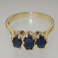 Britanci izrađeni 14k žuto zlatni prirodni prsten sa žarskom safirnom ženkom - Opcije veličine - veličina