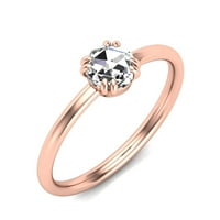 Superjeweler Carat Rose Cut Diamond Solitaire prsten u karatu ružičasto zlato za žene