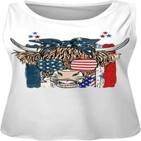 Dabuliu ženski četverov tenkovi za žene izrez o vratu Mancy Baggy USA zastava košulje bez rukava patriotske