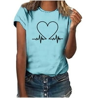 Atinetok ženske ljetne vrhove kratkih rukava bluza za bluze za srce Grafičke košulje za žene Osnovne