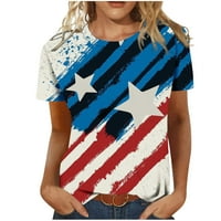 Ženska američka košulja za zastave 4. jula Dan nezavisnosti vrhovi zvijezda Stripes USA Patriotic TEE