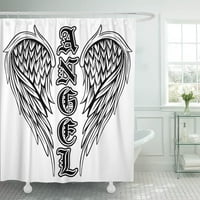 Sažetak crno-bijeli krili Angel u tuš zavjesu