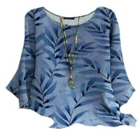 Calzi Dame odštampane majice Vintage Tunic Bluse Casual Color Block Tops dugih rukava cvjetni ispis