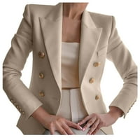 Skladište prodaje Elegantni poslovni ured Rad Women Lady Solid gumb Odjeća za jaknu kaput Khaki S, AC11816