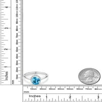 Gem Stone King 1. CT ovalni švicarski plavi Topaz G-H Lab Grown Diamond 10k bijeli zlatni prsten