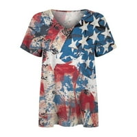 Vintage Patriot Chirts Dan neovisnosti vrhovi za žene Modni ljetni kratki rukav V izrez Casual bluza