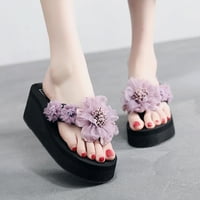 Ženske dame modne ljetne cvijeće Bohemian stil papuče na plaži Sandale cipele Ženska klizač A