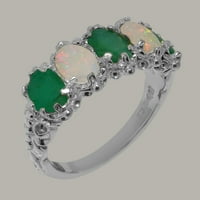 Britanci napravio 14k bijelo zlato prirodno smaragdno i opal ženski vječni prsten - Opcije veličine