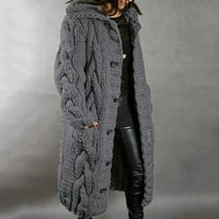Pgeraug kaputi za žene Ženska kapuljača Kardigan Velike veličine Džepne džepove Jednostruki rukavi kaput