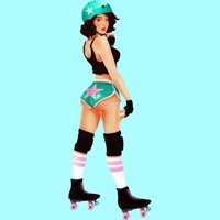 Pinup roller Derby Girl Womens Ocean Heather Plavi grafički racerback Tank TOP - Dizajn ljudi XL