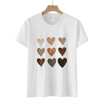 Honeeladyy prodaja Online ženske košulje za Valentine, ljubav grafika Print Heart Majica Top majica Kratki rukav Slatka grafika tiska