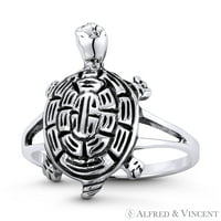 Kornjača kornjača duh životinjski šarm desni boho prsten u oksidiranom. Srebrna srebra