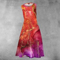 Ballsfhk haljine za ženske vintage Elegantne tiskane tunika struka Midi haljina ljetna casual haljina