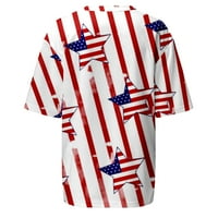 Gyujnb Ženske košulje Američka zastava Patriotske košulje za žene okrugli vrat kratki rukav 4. srpnja