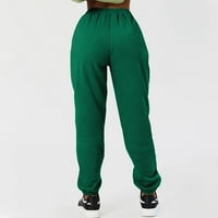 Hanas Hlače ženske casual modne boje u boji casual hlače džepne sportske pantalone tamnozelene xl